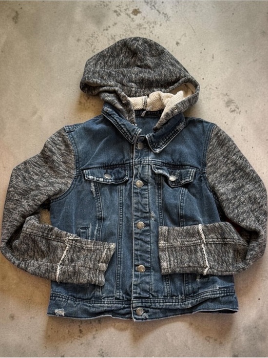 Jackets & Blazers - Free People Denim and Gray Hooded Jacket